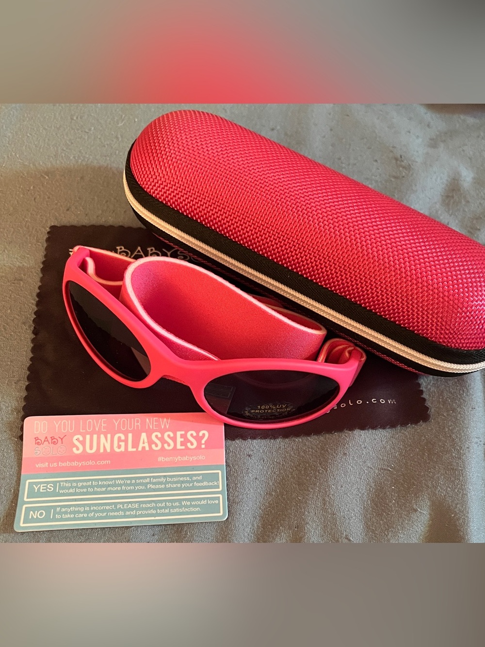 Baby Solo Bright Pink Infant Sunglasses with Matching Pink Hard Case